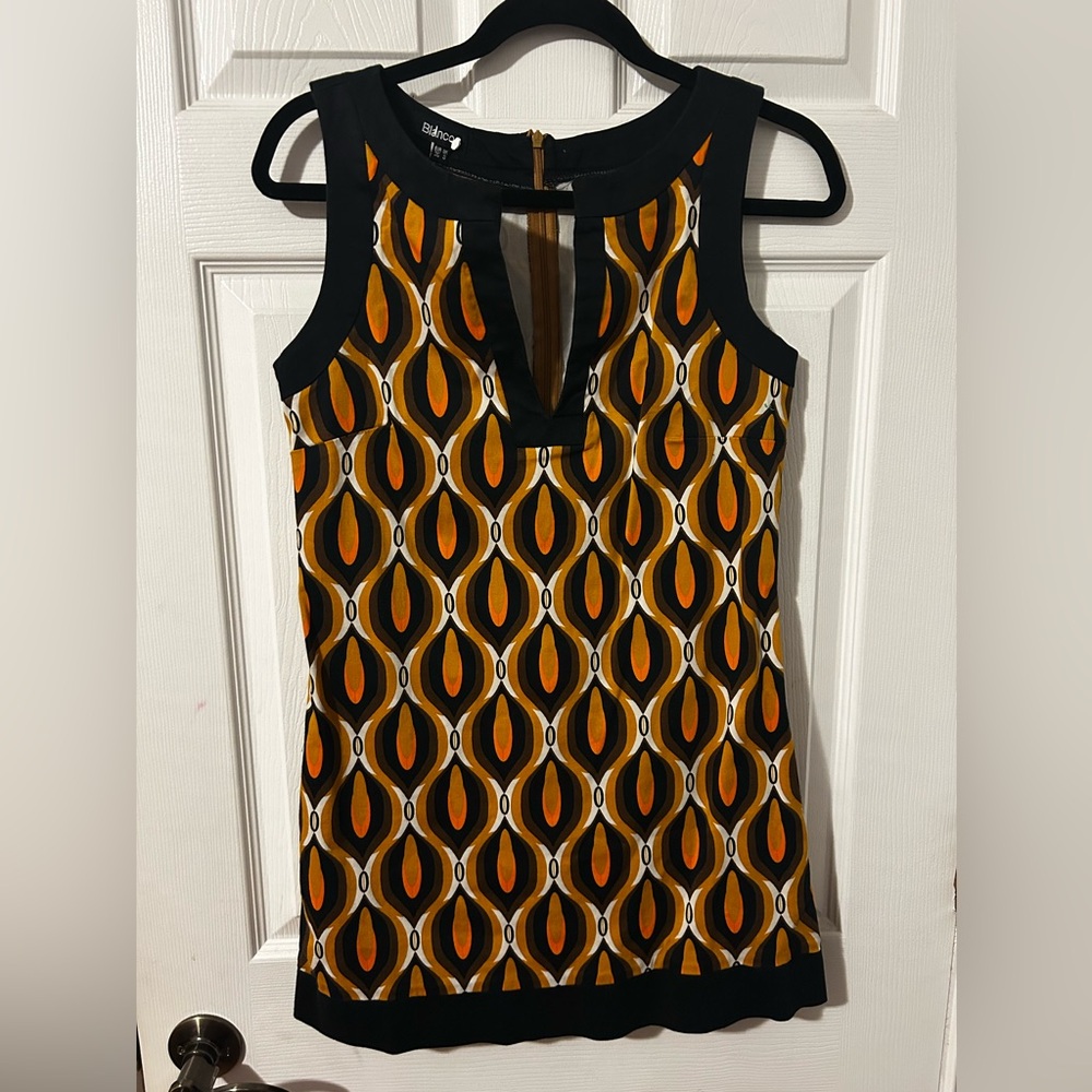 Blanco dress, Retro Geometric fabric, size 8